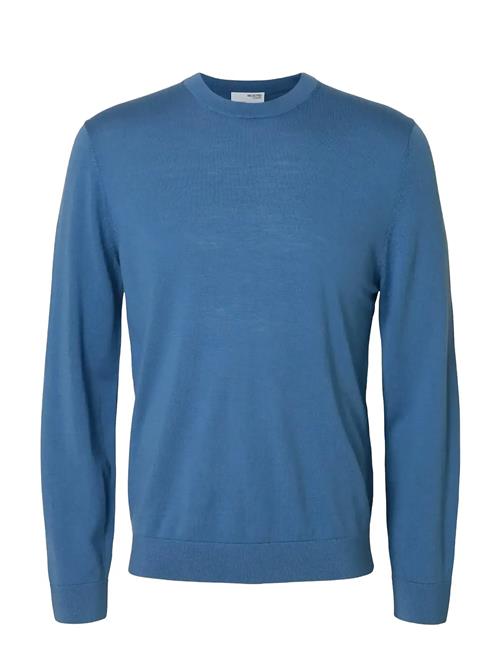 Slhtray Ls Knit Merino Crew Neck Noos Selected Blue