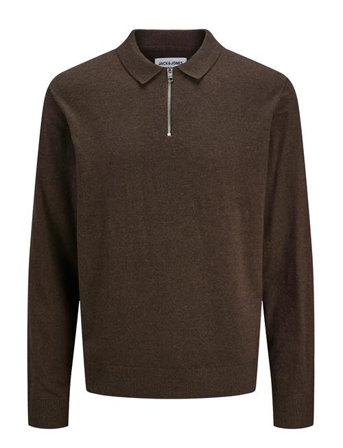 Jack & Jones Jjeemil Knit Polo Half Zip Ls Noos Jack & J S Brown