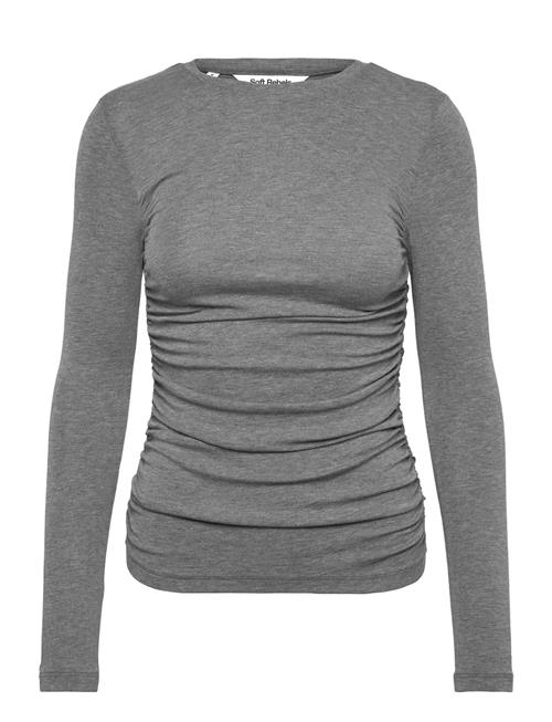 Srroman Draped O-Neck Top Soft Rebels Grey