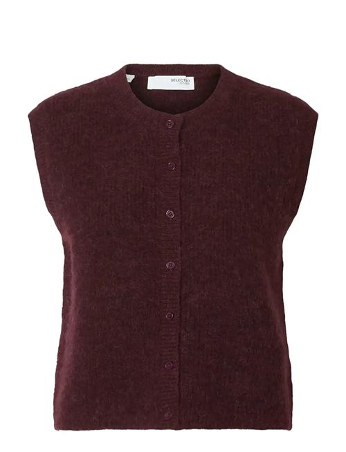 Slflulu Sl Button O-Neck Vest Noos Selected Burgundy
