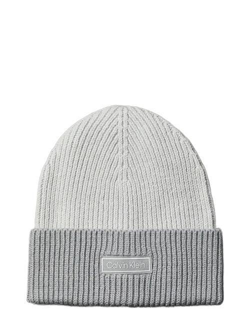 Patch Wool Chunky Rib Beanie Calvin Klein Grey
