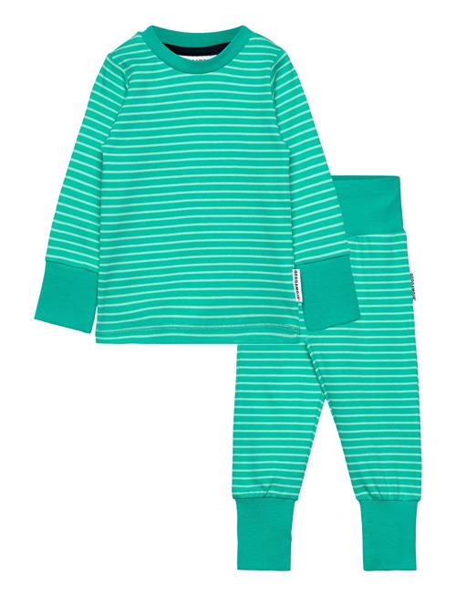 Two Piece Pyjamas Green Stripe Geggamoja Green