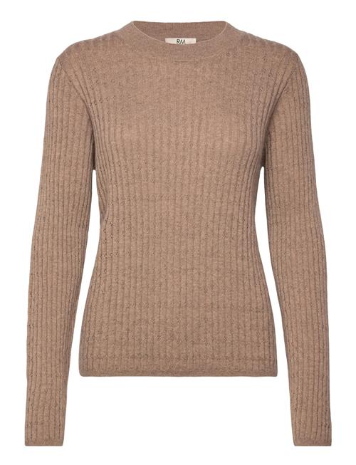 Rwsofia Ls Wool Pointelle Crew Knit Rosemunde Brown
