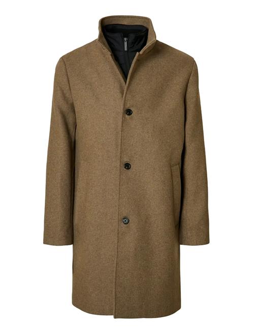 Slhrainar Wool Blend Coat Noos Selected Brown