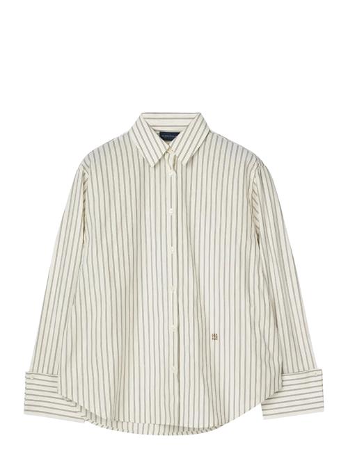 Folded Cuffs Over D Striped Shirt Lexington Clothing White