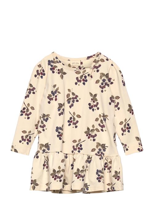 Dress L/S Gather Printed Petit Piao Cream