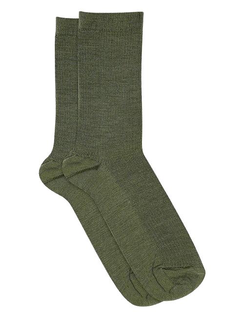 Fine Wool Rib Socks Mp Denmark Green