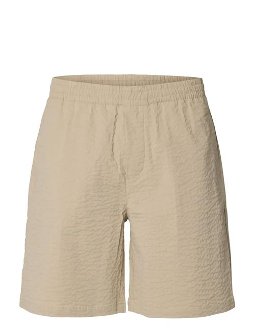 Slhloose-Ace Seersucker String Shorts Selected Beige