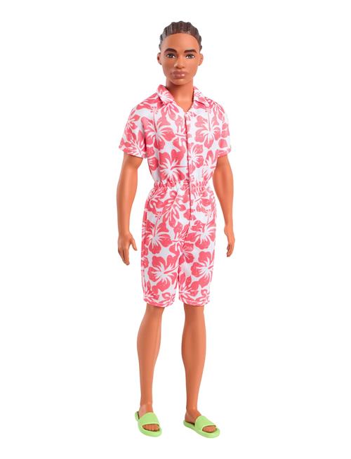 Fashionistas Ken Doll #235 In Hawaiian Print Jumpsuit With Green Sandals, Brown Hair Barbie Patterned