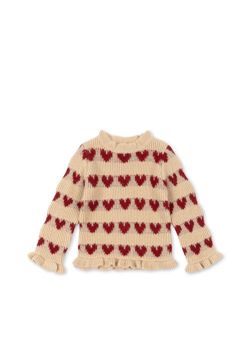 Konges Sløjd Laula Sweater Heart  Heart 5-6 Y  Beige  5-6 år  kvinde