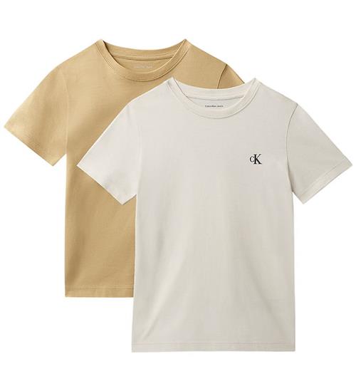 Calvin Klein T-shirt - 2-pak - Monogram - Sandy Beige/ Whitecap