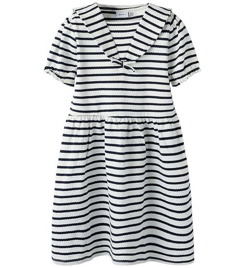 Name It Kjole - Rib - NmfKattie - Cloud Dancer/Sky Caprain