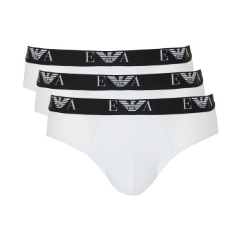 Emporio Armani Armani Stretch Jersey Briefs With Logo 3P Hvid bomuld Large Herre