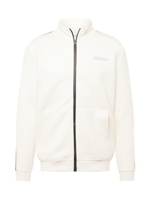 GUESS Sportssweatjakke 'MICKEY'  beige / sort / sølv / offwhite