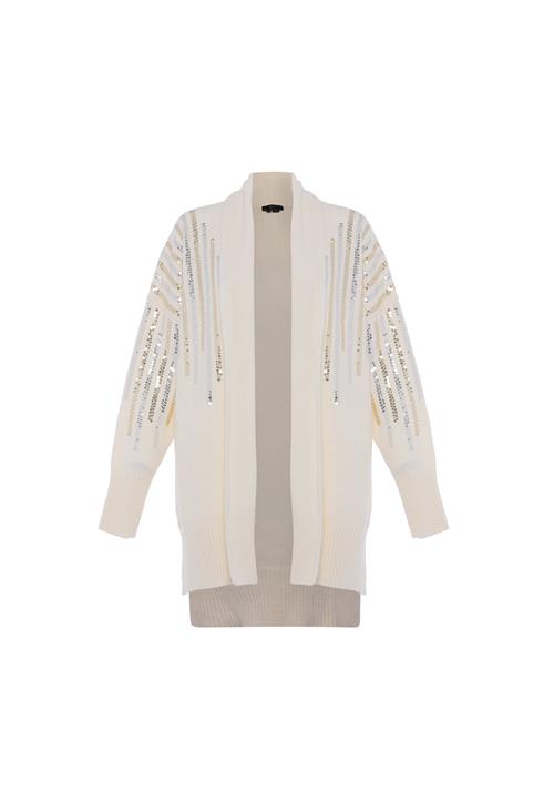 faina Cardigan  guld / sølv / uldhvid