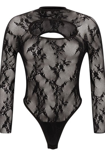 Hunkemöller Lace body med lange ærmer Sort