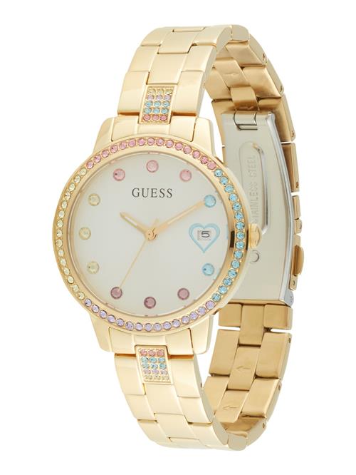 GUESS Analogt ur 'Three Of Hearts'  lyseblå / guld / lyserød / hvid