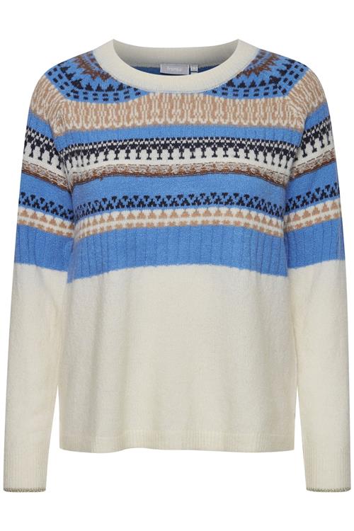 Fransa Pullover  royalblå / lysebrun / sort / uldhvid