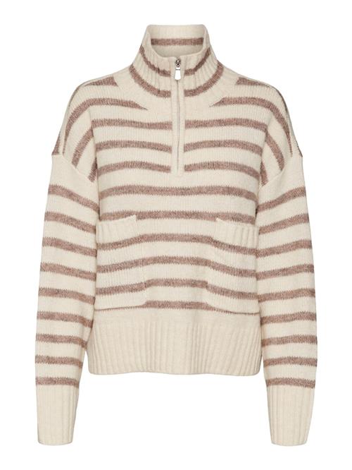 VERO MODA Pullover 'CARRY'  brun / uldhvid
