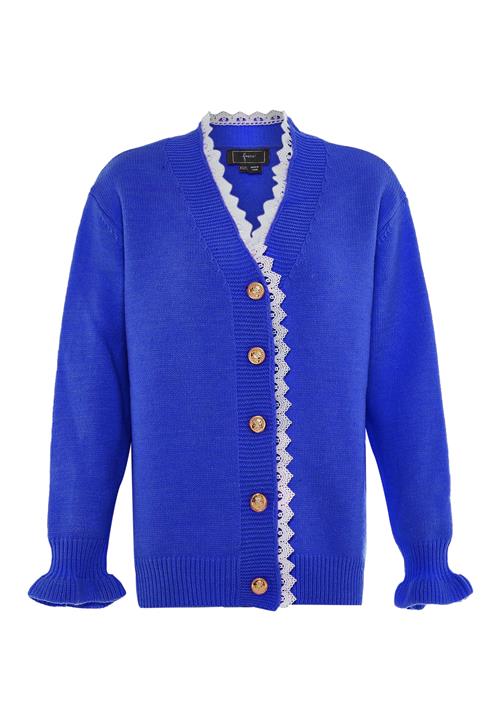 faina Cardigan  royalblå / offwhite