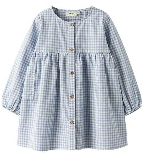 Lil' Atelier Kjole - Loose - NmfTallula - Zen Blue/Hvidternet