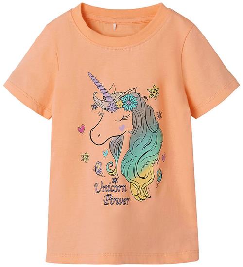 Name It T-shirt - NmfPzoey - Peach Nectar m. Enhjørning