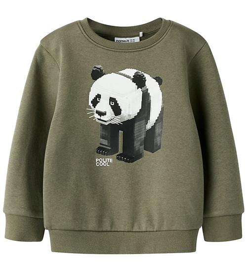 Name It Sweatshirt - NmmSigurt - Dusty Olive m. Panda