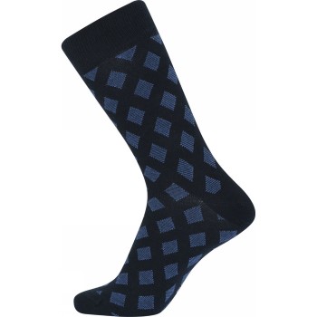 JBS Strømper 2P Patterned Cotton Socks Blåkvadrat Str 40/47 Herre