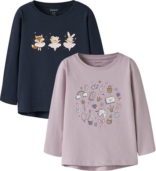 Name It Bluse - 2-pak - NmfVix - Dawn Pink/Navy Blazer