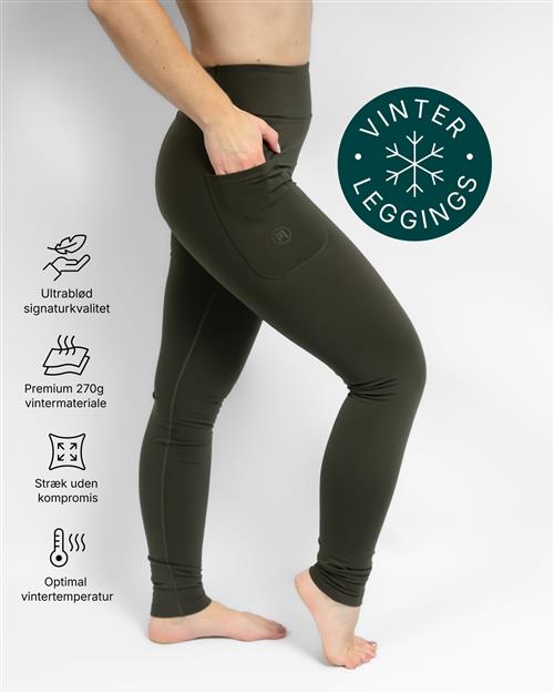 Aya Deep Olive Tight Fit Winter Leggings
