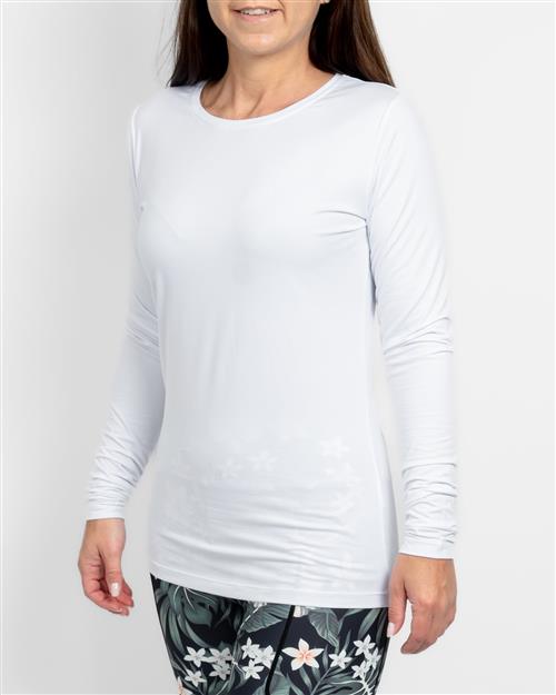 Mira Fitted White Long-Sleeve