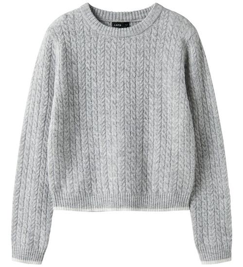 LMTD Bluse - Strik - NlfKaves - Light Grey Melange/White Contras