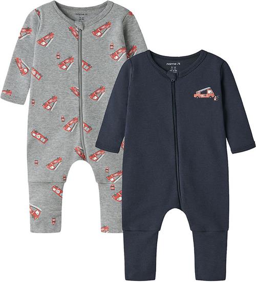 Name It Natdragt - Noos - 2-pak - NbmNightsuit - GreyMelange/Dar