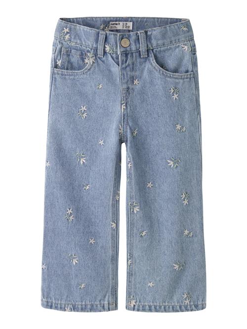 NAME IT Brede Jeans Rose Light Blue Denim Flower Emb
