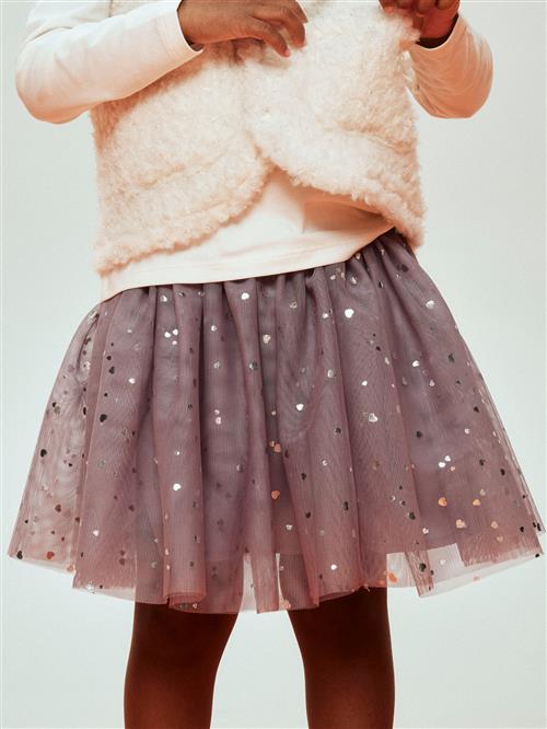 NAME IT Tyl Nederdel Terana Lavender Gray Silver Foil