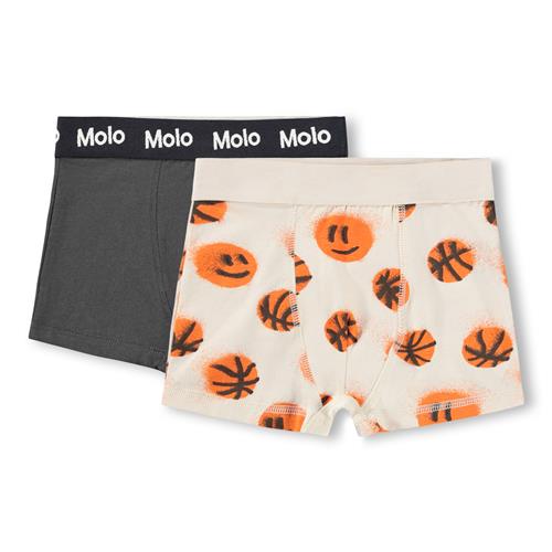 Molo GOTS Justin 2-pak Boxershorts Raven Basketballs  Raven Basketballs 110/116 cm  Sort  110/116 cm  mand