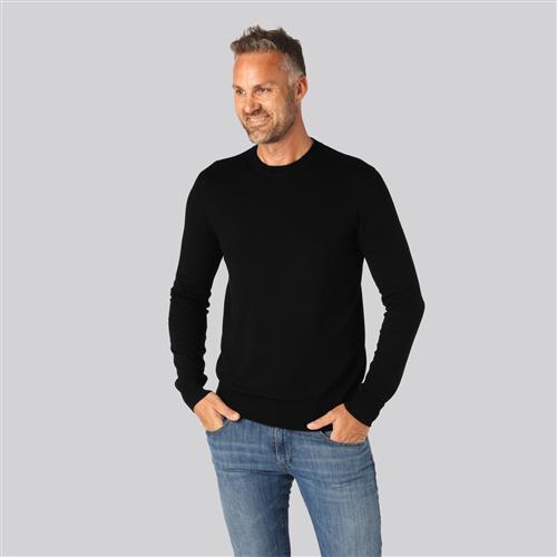 Bambus striktrøje o-hals i sort til mænd