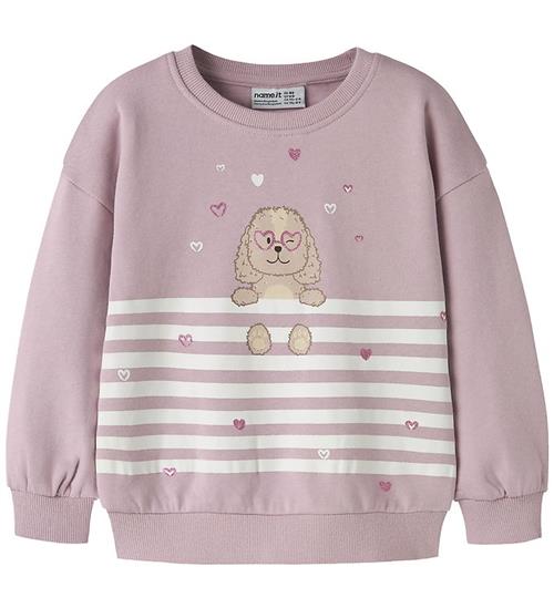 Name It Sweatshirt - NmfValona - Dawn Pink/Dog Heart Stripe