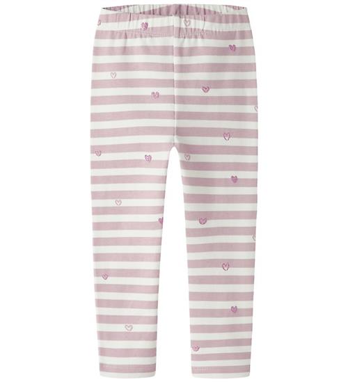 Name It Leggings - Sweat - NmfDavina - Cloud Dancer/Heart Stripe