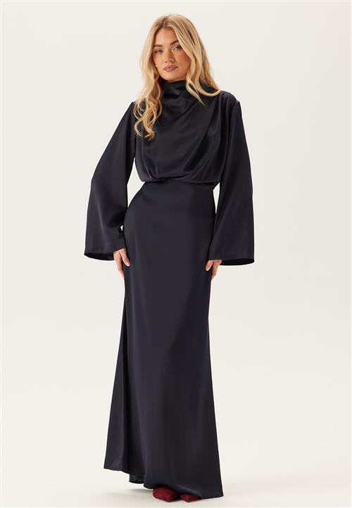 Bubbleroom Occasion High Neck Wide Sleeve Satin Gown