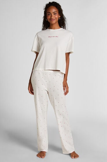 Hunkemöller Pyjamassæt i bomuld med print Hvid