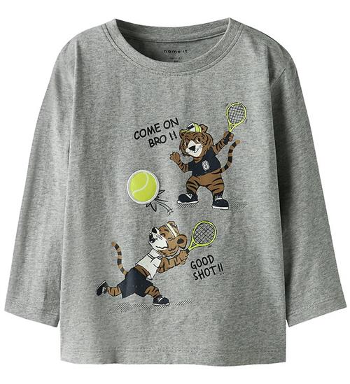 Name It Bluse - NmmTamir - Grey Melange m. Print