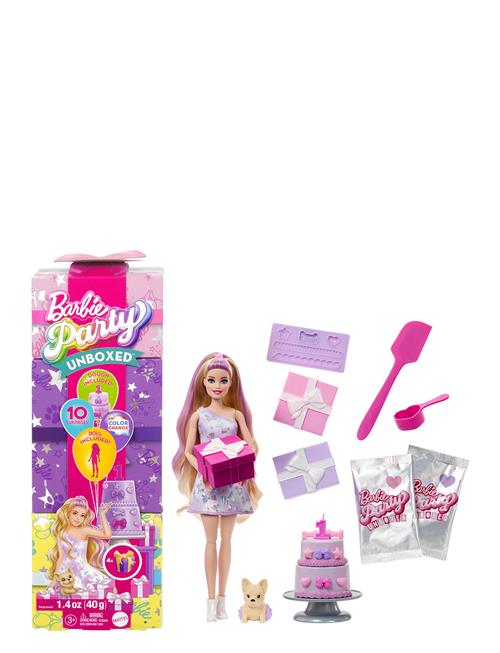 Barbie | Party Unboxed Pet Birthday Series Doll & Accessories, Birthday Bows Set With 10 Surprises | ONE SIZE