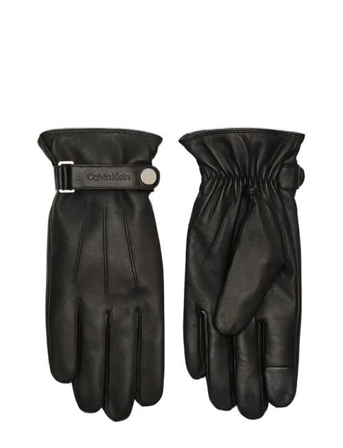 Calvin Klein | Logo Strap Smooth Leather Gloves | M/L