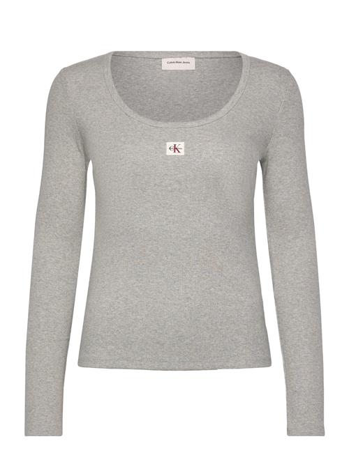 Calvin Klein Jeans | Ls Woven Label 2X2 Rib Scoop Nec | M