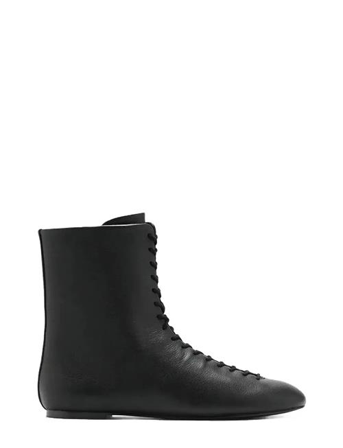 Mango | Lace-Up Leather Ankle Boots | 38