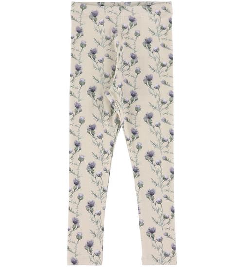 Name It Leggings - NmfTeane - Pumice Stone m. Blomster