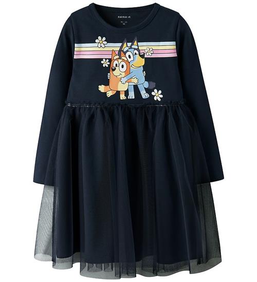 Name It Kjole - Sweat/Tyl - NmfJean - Bluey - Navy Blazer