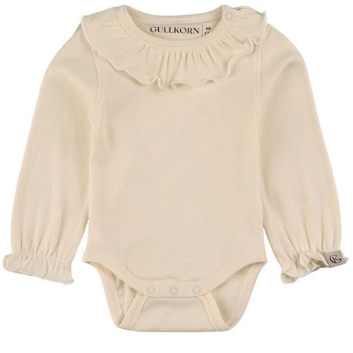 Gullkorn Design Sonja Flæset Babybody Snow White 68 cm  Creme  68 cm  kvinde