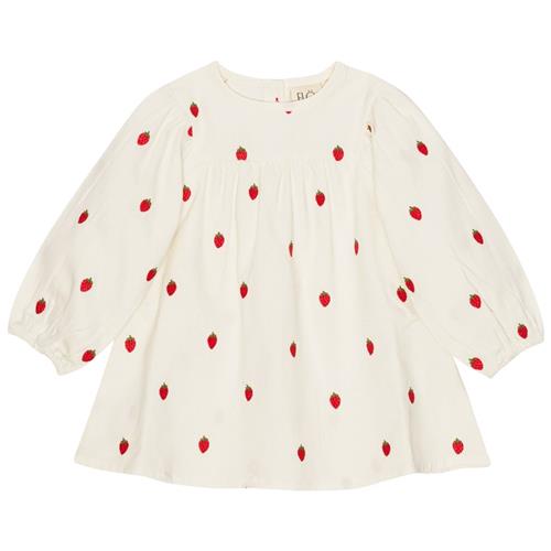 Flöss Cora Kjole White Denim Berry 104cm  Hvid  104 cm  kvinde